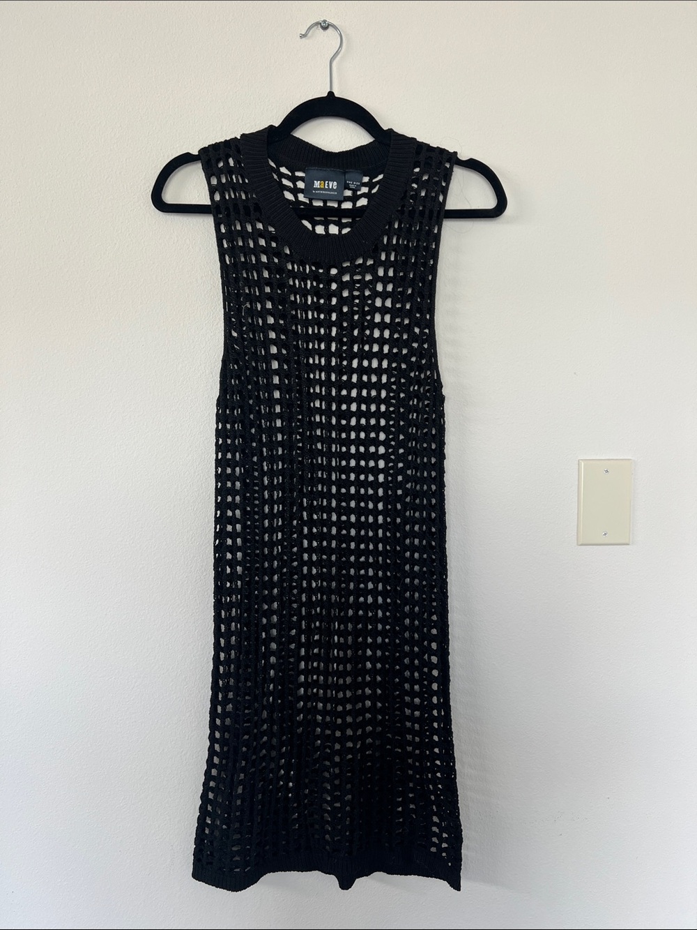 Maeve Black Open-Knit Sleeveless Midi Dress